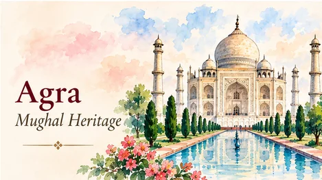 Hand-painted illustration representing Agra