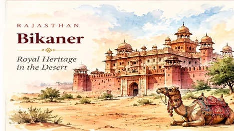 Hand-painted Rajasthan illustration representing Bikaner