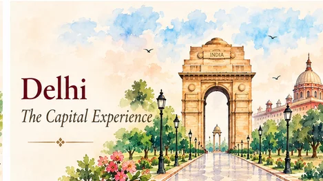 Hand-painted illustration representing Delhi
