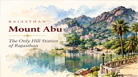 Hand-painted Rajasthan illustration representing Mount Abu
