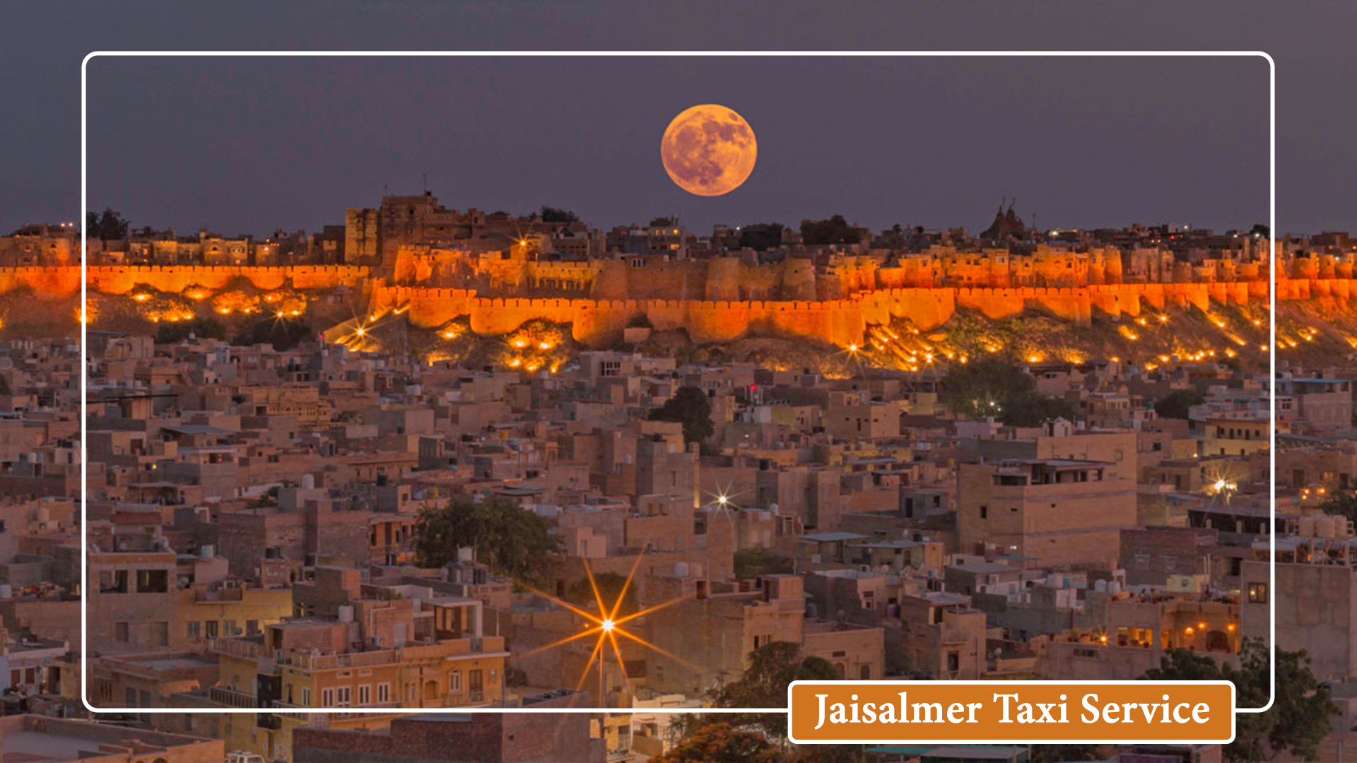 This image depicts the Jaipur to jaisalme Car rental service with a beautiful view of jaisalmer.